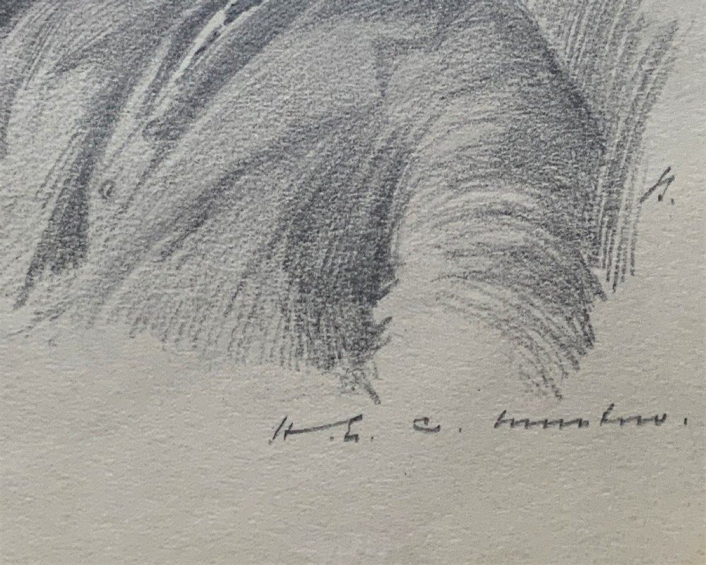 SUPERB ORIGINAL 19thc ENGLISH SCHOOL PENCIL PORTRAIT PAINTING OF A SMOKING GENT View VI