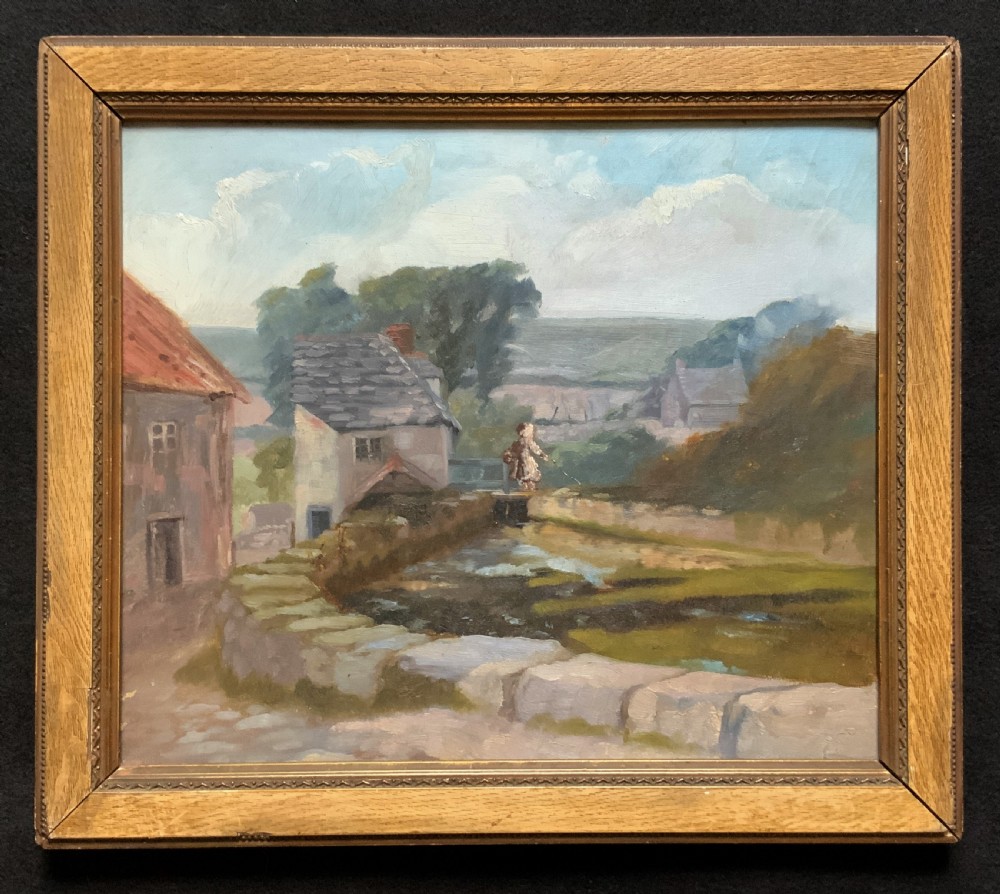 'A Derbyshire River Landscape' - An Original 19th Century Framed Oil Painting 
