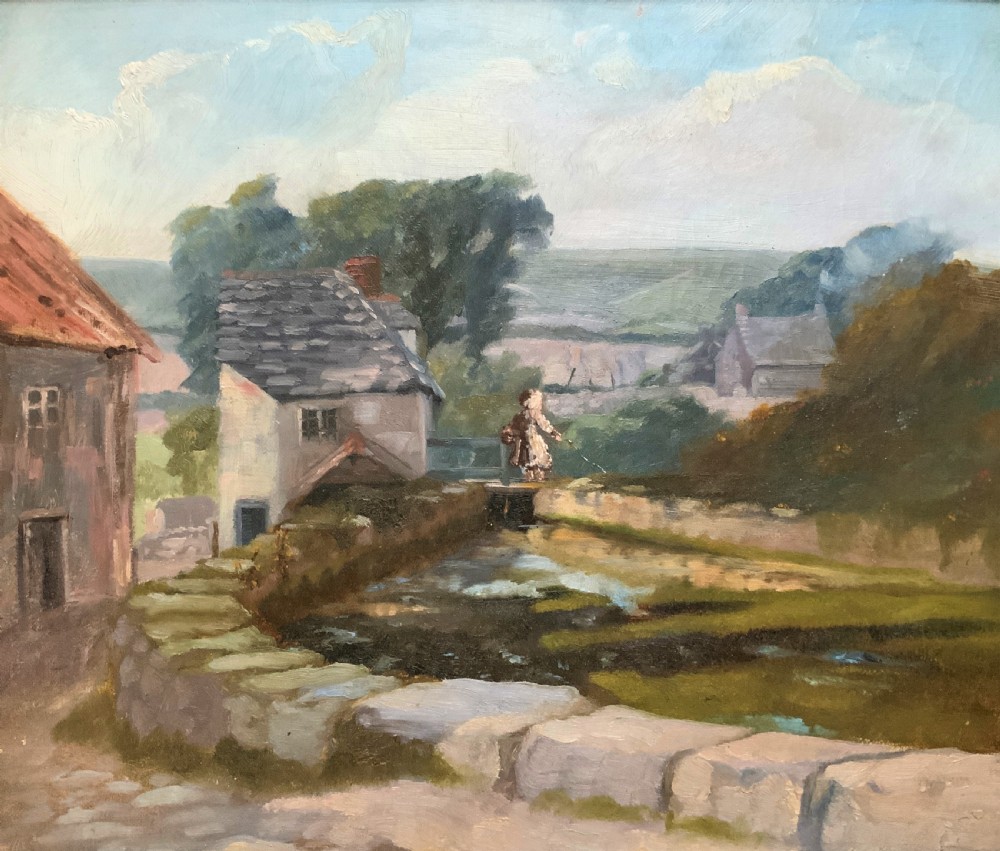 'A Derbyshire River Landscape' - An Original 19th Century Framed Oil Painting 
 View II
