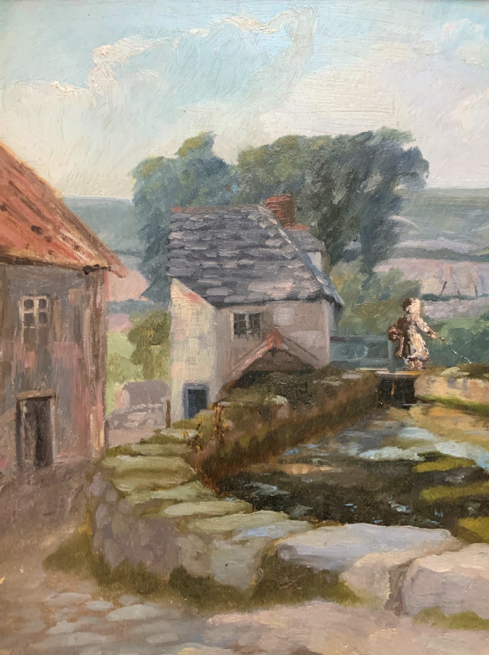 'A Derbyshire River Landscape' - An Original 19th Century Framed Oil Painting 
 View III