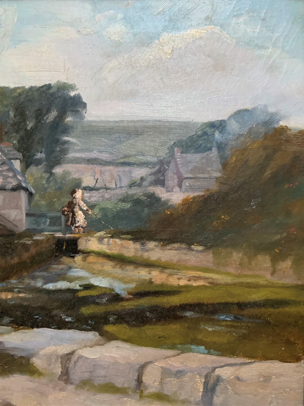 'A Derbyshire River Landscape' - An Original 19th Century Framed Oil Painting 
 View IV