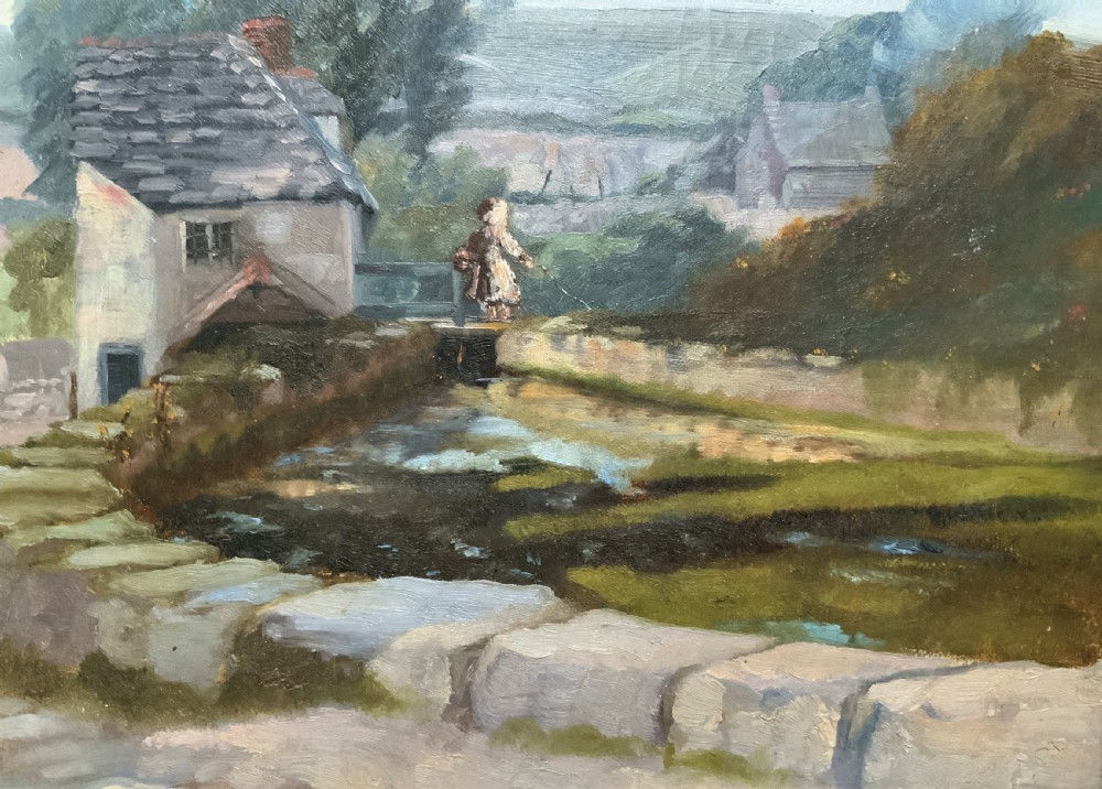 'A Derbyshire River Landscape' - An Original 19th Century Framed Oil Painting 
 View VII