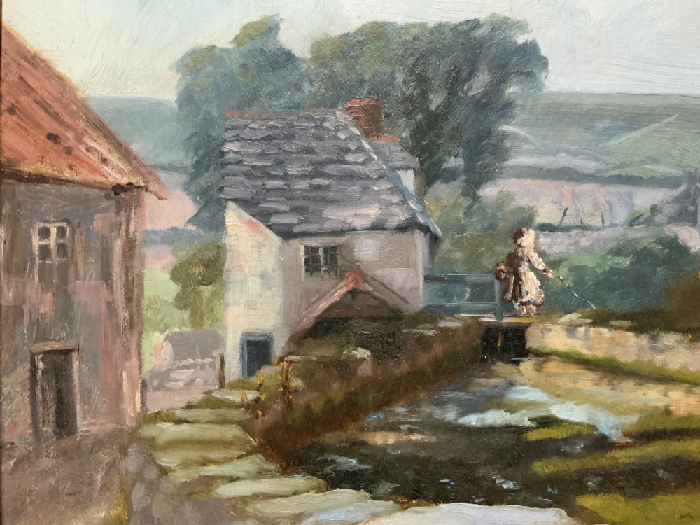 'A Derbyshire River Landscape' - An Original 19th Century Framed Oil Painting 
 View VIII