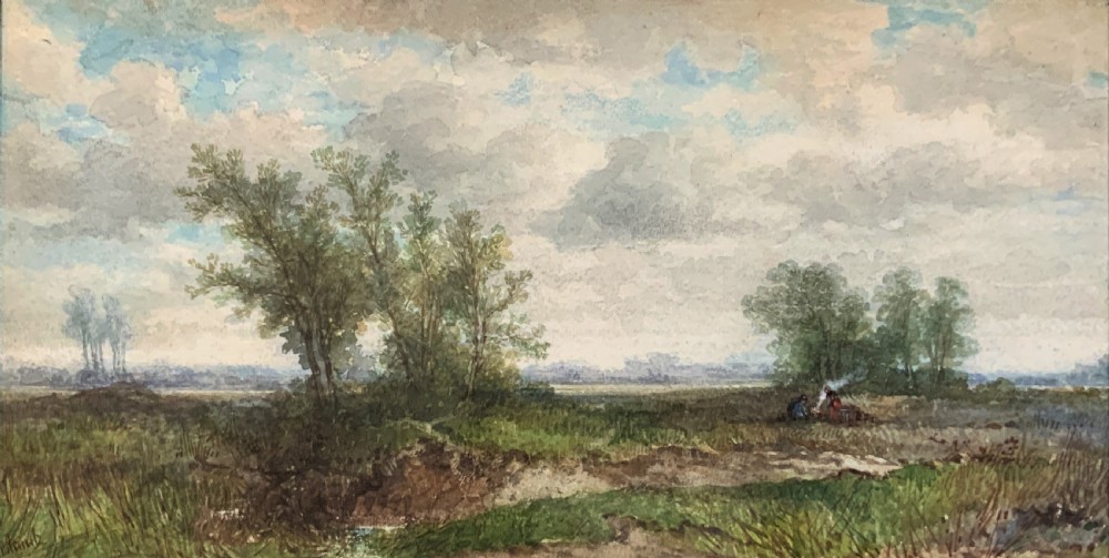 'On The Edge Of The Common' Superb Original 19thc Watercolour landscape Painting