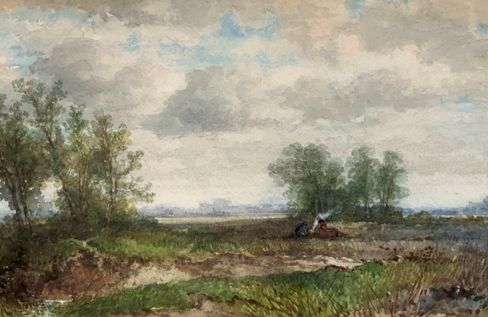 'On The Edge Of The Common' Superb Original 19thc Watercolour landscape Painting View III
