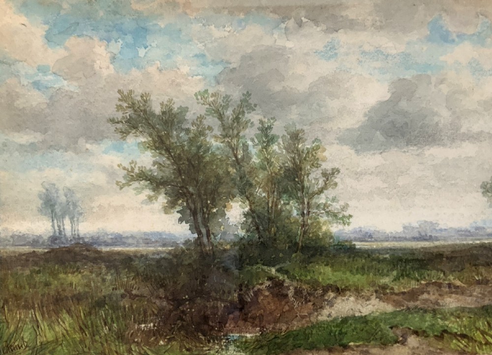 'On The Edge Of The Common' Superb Original 19thc Watercolour landscape Painting View IV