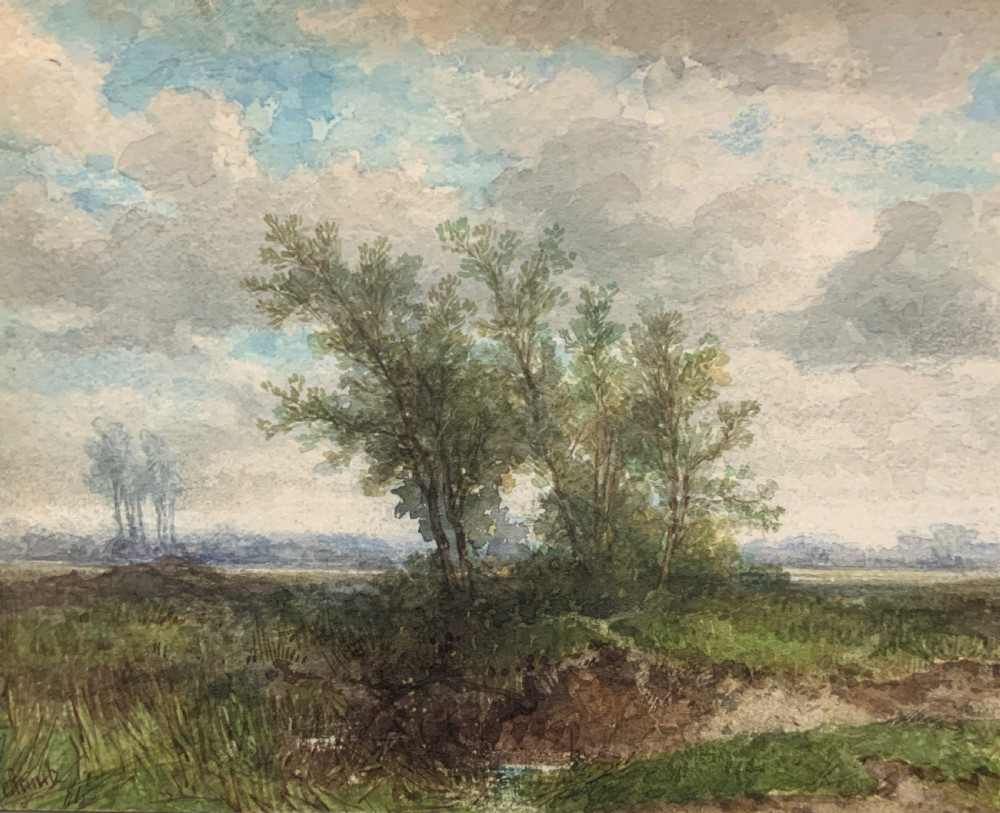'On The Edge Of The Common' Superb Original 19thc Watercolour landscape Painting View VIII