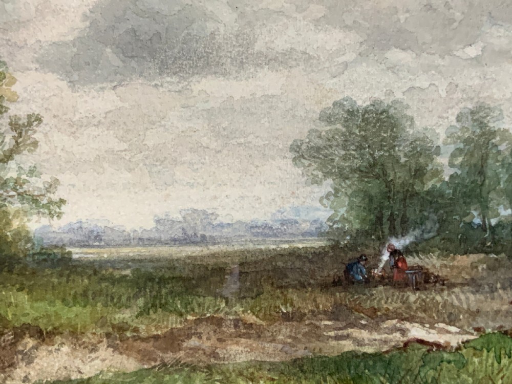 'On The Edge Of The Common' Superb Original 19thc Watercolour landscape Painting View X