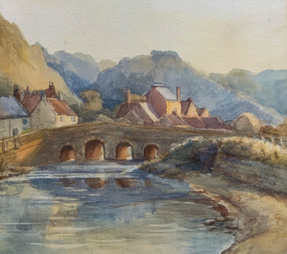 Large Original 19th Century Antique Yorkshire Landscape watercolour Painting
 View III