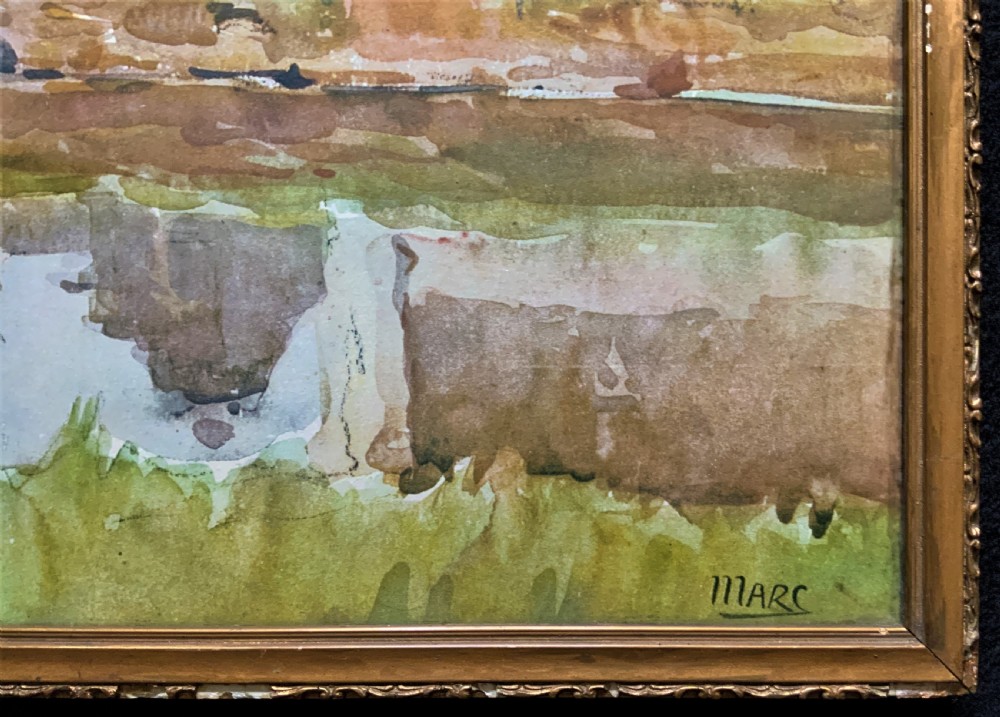 Gorgeous Early 20thc Country River Hamlet British Landscape Watercolour Painting View XI
