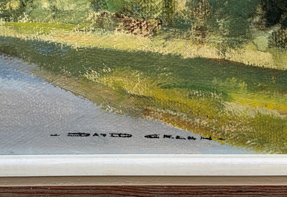 A Beautiful Bedfordshire Landscape Oil Painting By David Green (1929-2015) View IX