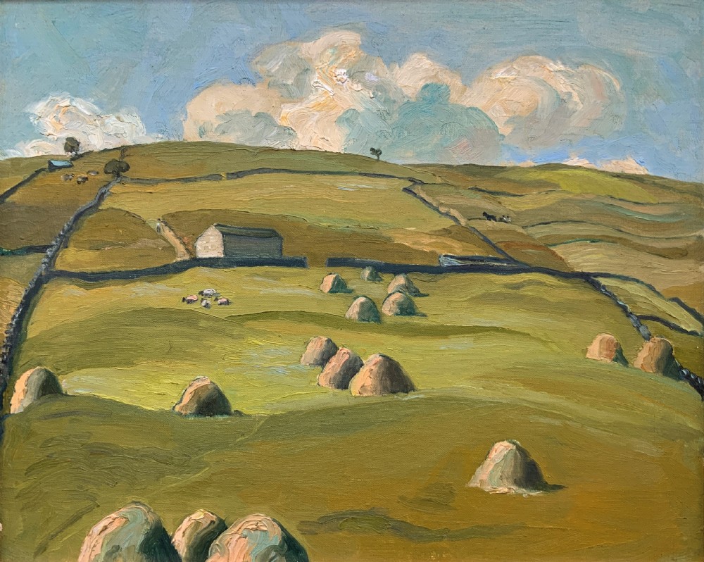 A Quality 1945 Yorkshire dales Hillside Impressionist Landscape Oil Painting View II