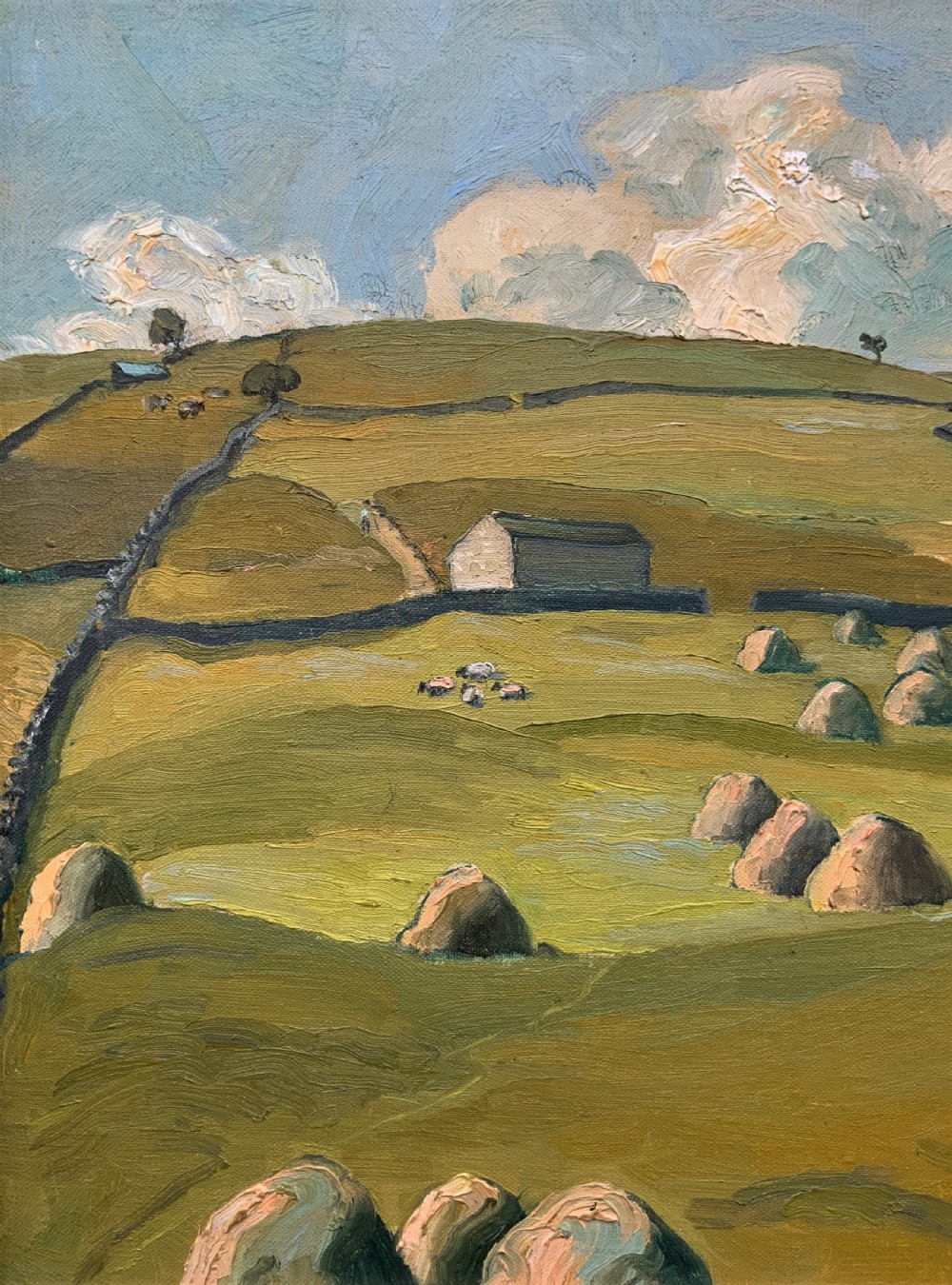 A Quality 1945 Yorkshire dales Hillside Impressionist Landscape Oil Painting View III