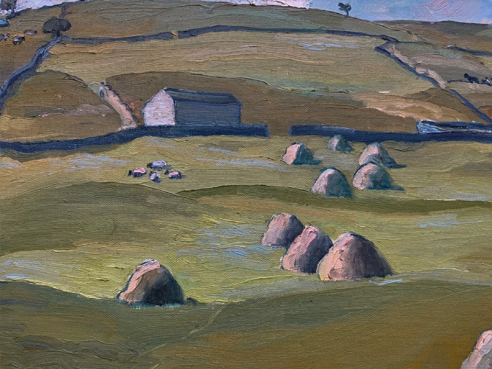 A Quality 1945 Yorkshire dales Hillside Impressionist Landscape Oil Painting View IV