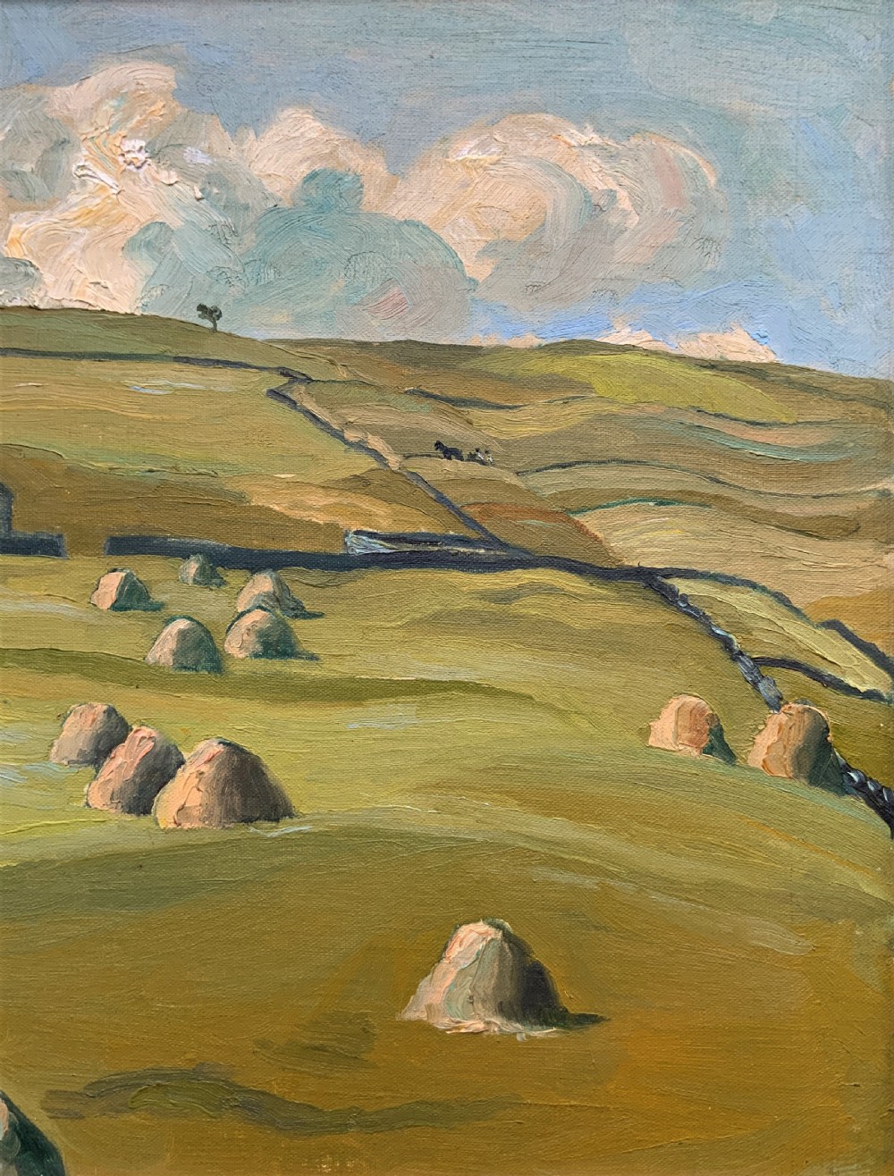 A Quality 1945 Yorkshire dales Hillside Impressionist Landscape Oil Painting View V