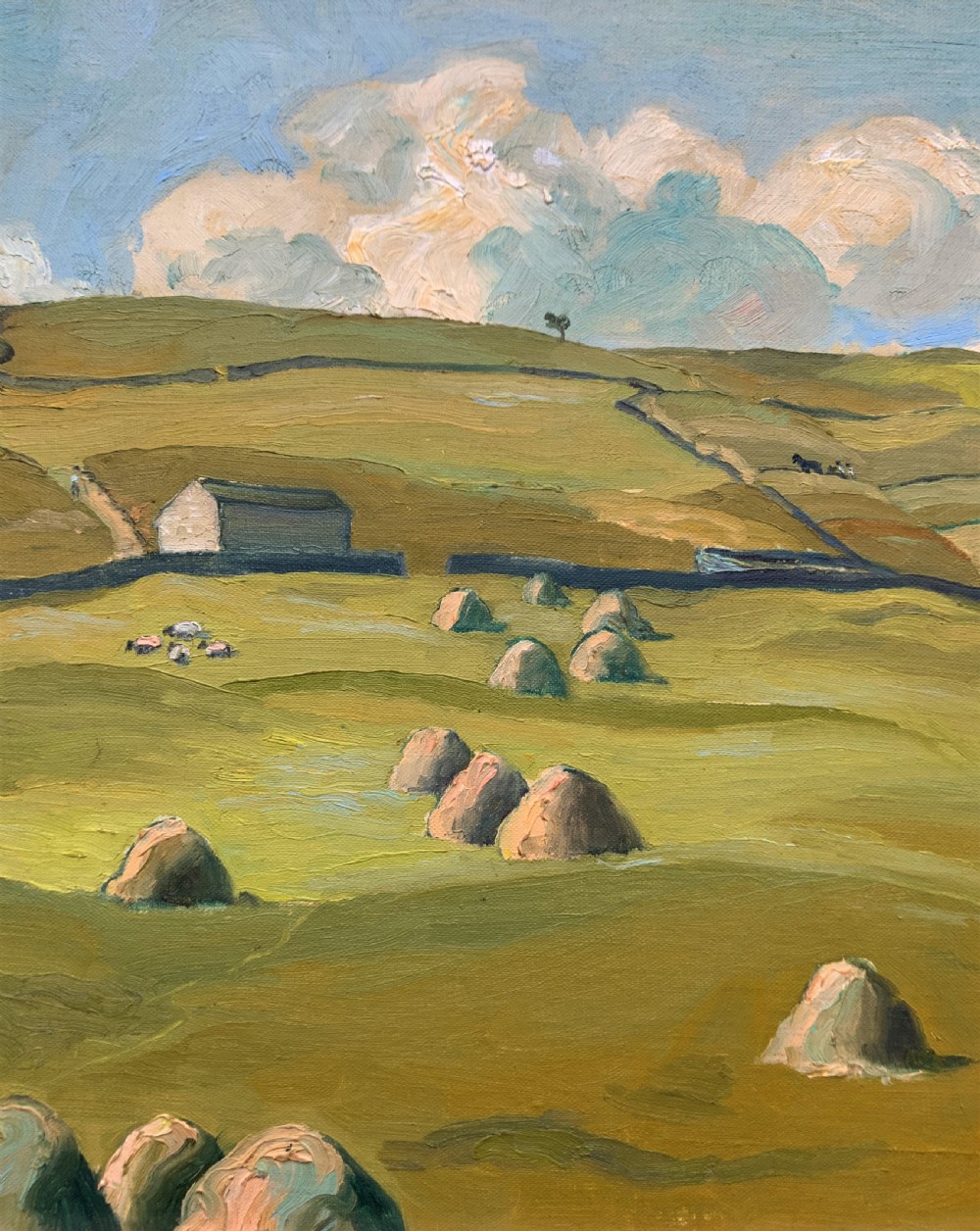 A Quality 1945 Yorkshire dales Hillside Impressionist Landscape Oil Painting View VII