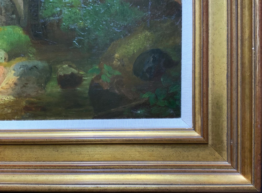 Superb Quality Original 19thc Mountainous Valley Landscape Oil Painting View VIII