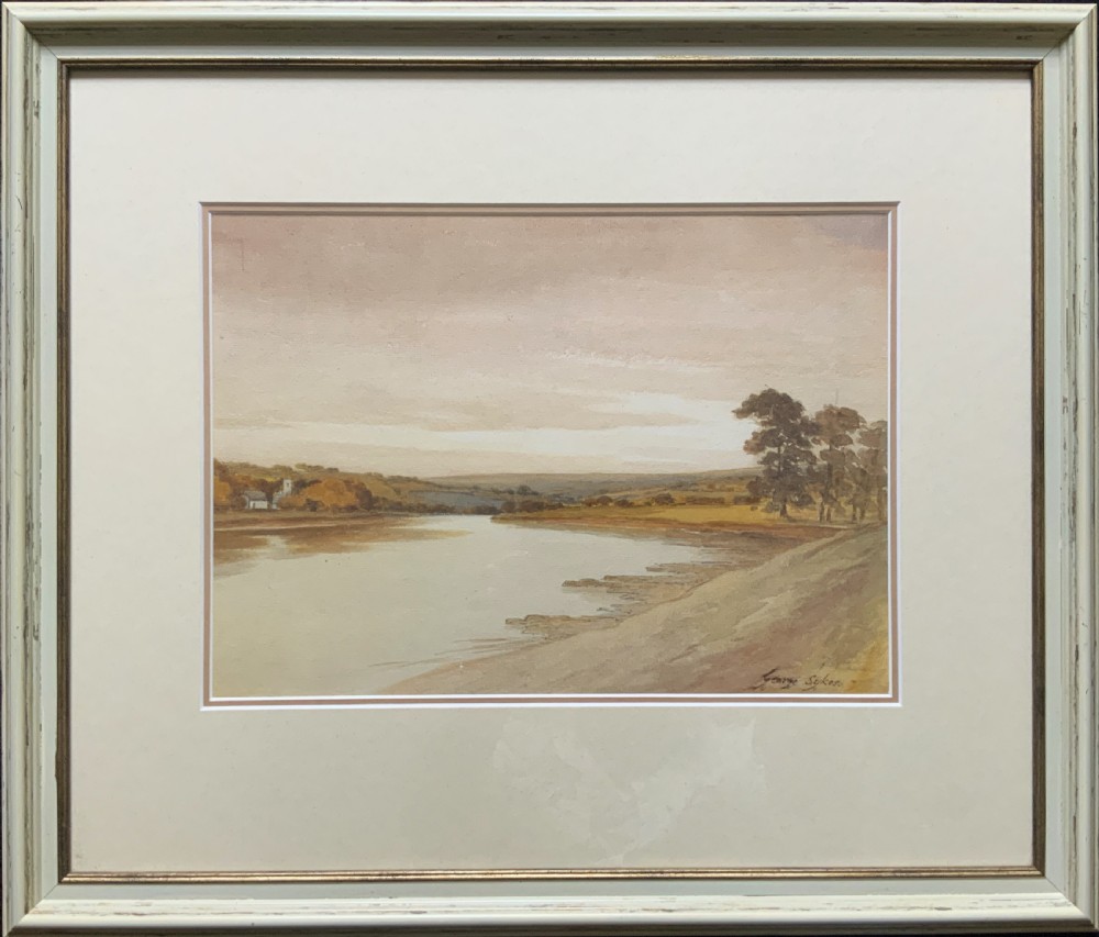 A Wonderful Autumn River Landscape Watercolour Painting By George Sykes (b.1863)