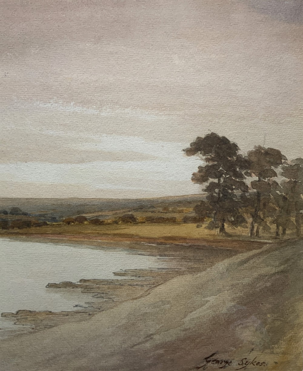 A Wonderful Autumn River Landscape Watercolour Painting By George Sykes (b.1863) View V