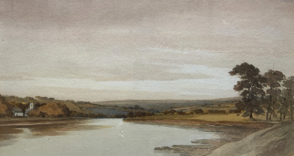 A Wonderful Autumn River Landscape Watercolour Painting By George Sykes (b.1863) View VI