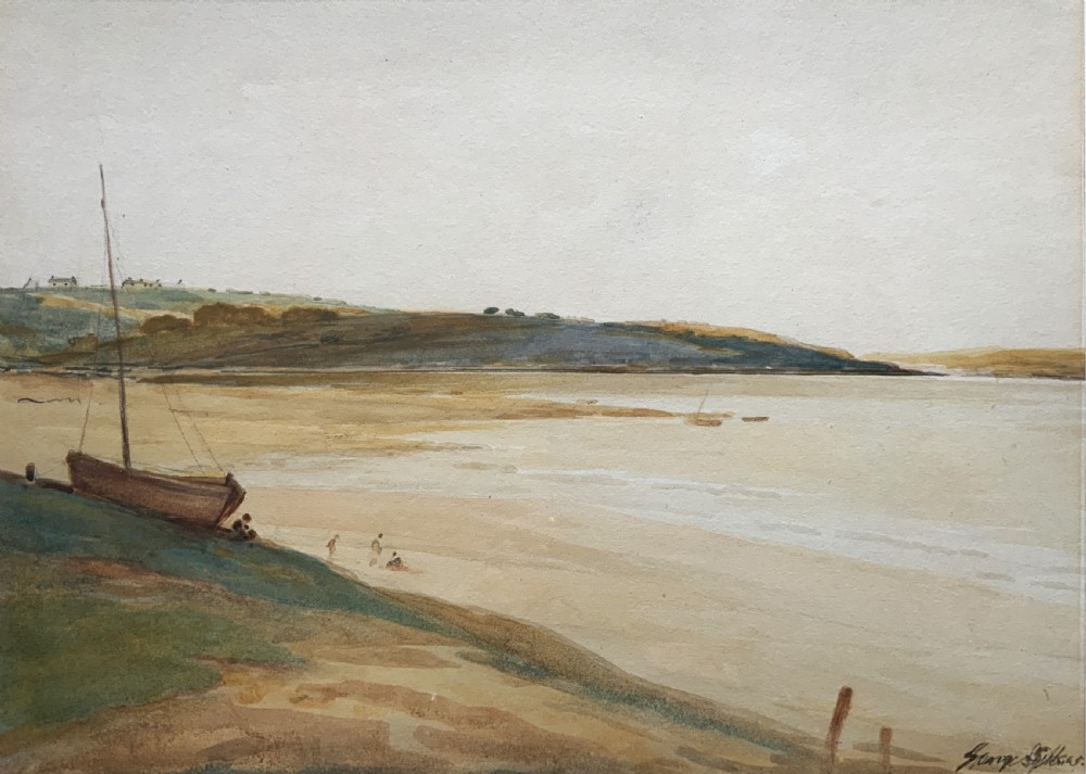 A Wonderful Estuary / Beach Watercolour Painting By George Sykes (b.1863) View II
