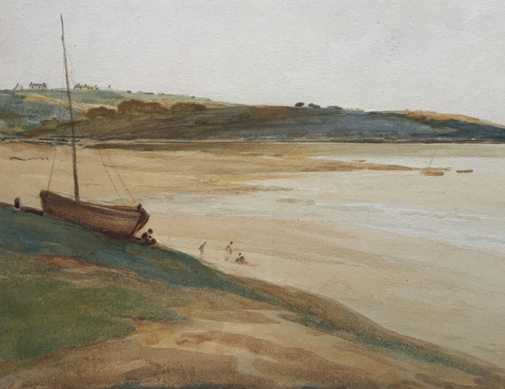 A Wonderful Estuary / Beach Watercolour Painting By George Sykes (b.1863) View III