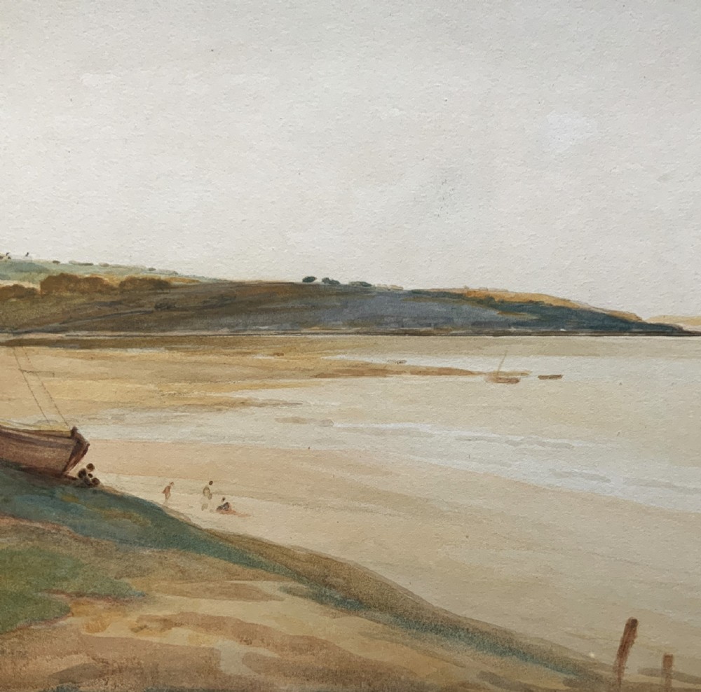 A Wonderful Estuary / Beach Watercolour Painting By George Sykes (b.1863) View V