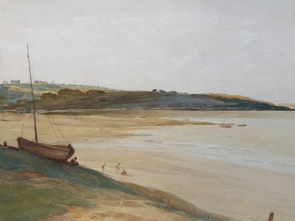 A Wonderful Estuary / Beach Watercolour Painting By George Sykes (b.1863) View VII