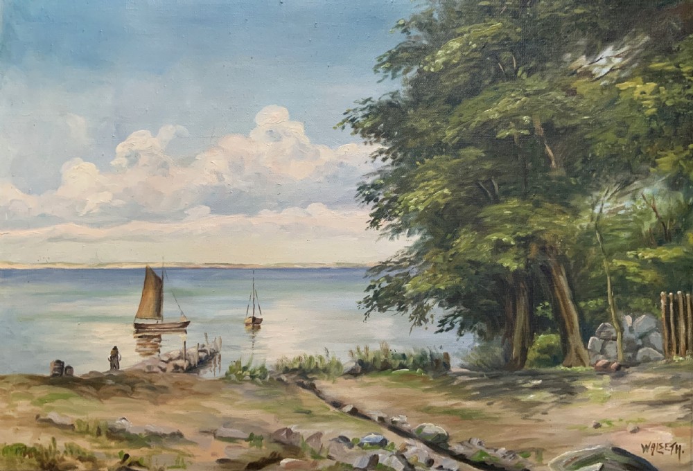 Vintage Antique Seascape Sailing Boats Oil On Canvas Painting View II