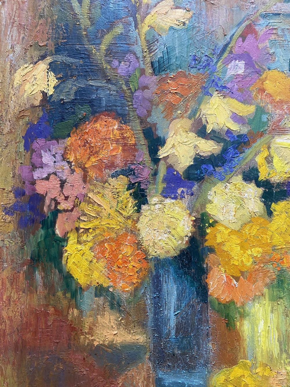 Tamara Baussan (Russian-born Haitian) FINE 20thc FLORAL STILL LIFE OIL PAINTING View VII