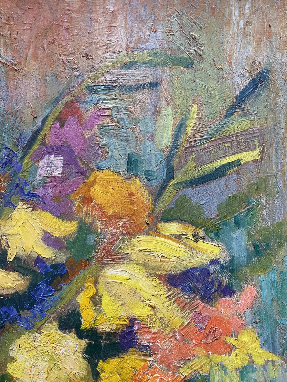 Tamara Baussan (Russian-born Haitian) FINE 20thc FLORAL STILL LIFE OIL PAINTING View VIII