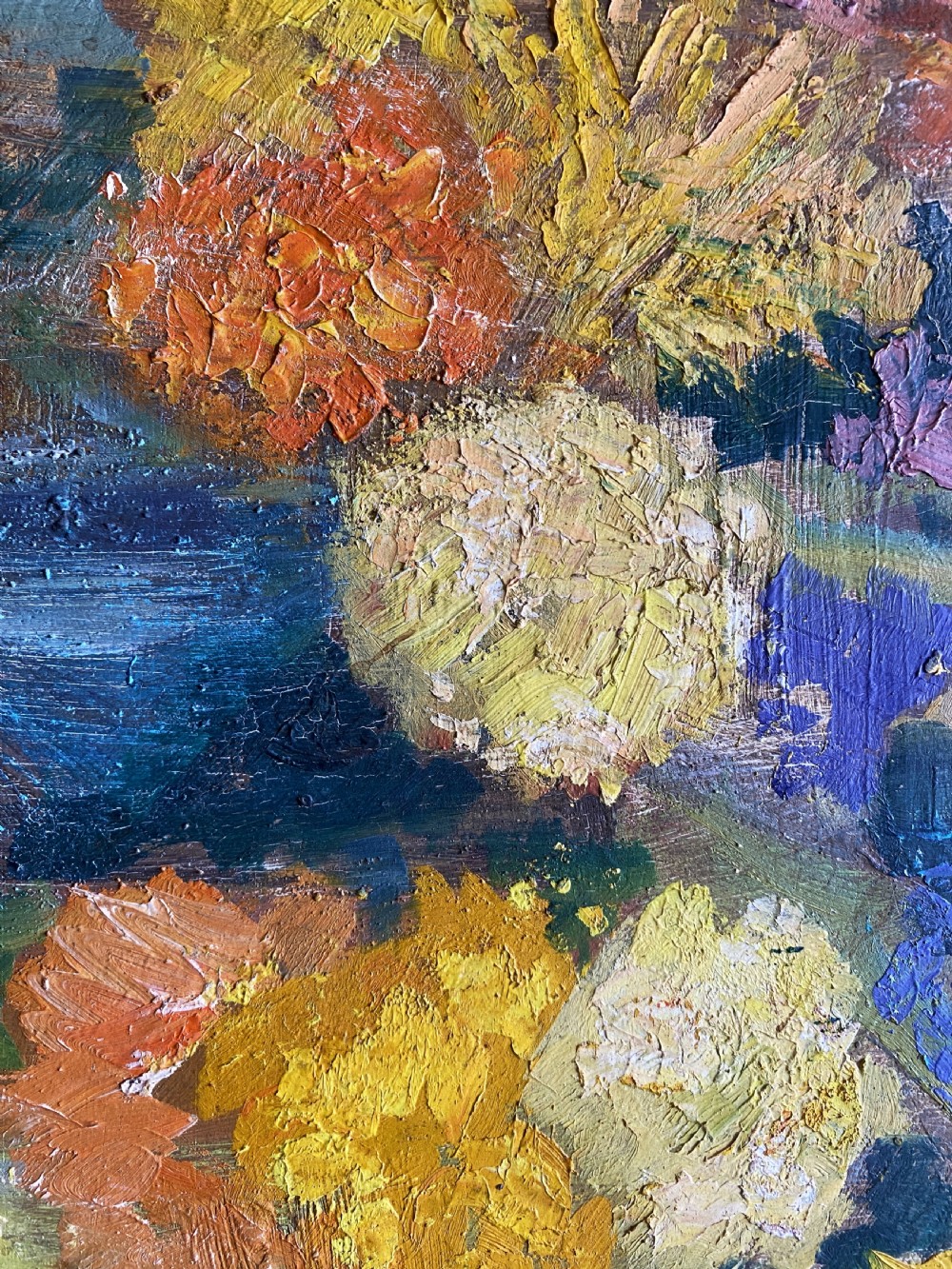 Tamara Baussan (Russian-born Haitian) FINE 20thc FLORAL STILL LIFE OIL PAINTING View IX