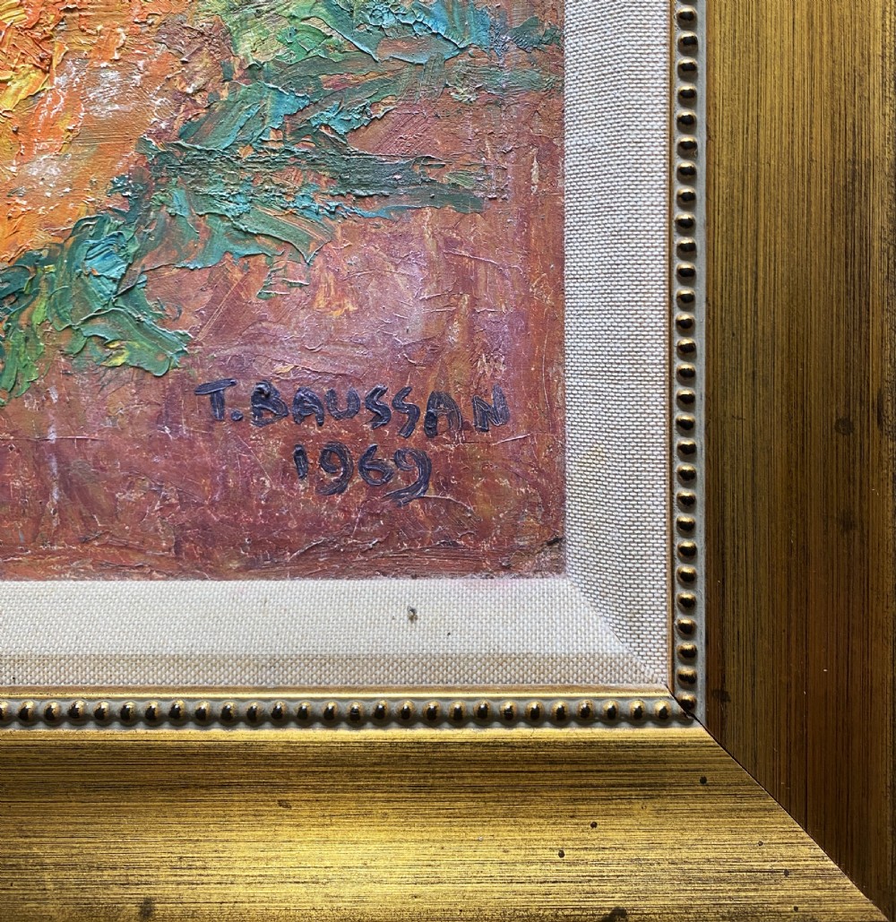 Tamara Baussan (Russian-born Haitian) FINE 20thc FLORAL STILL LIFE OIL PAINTING View X