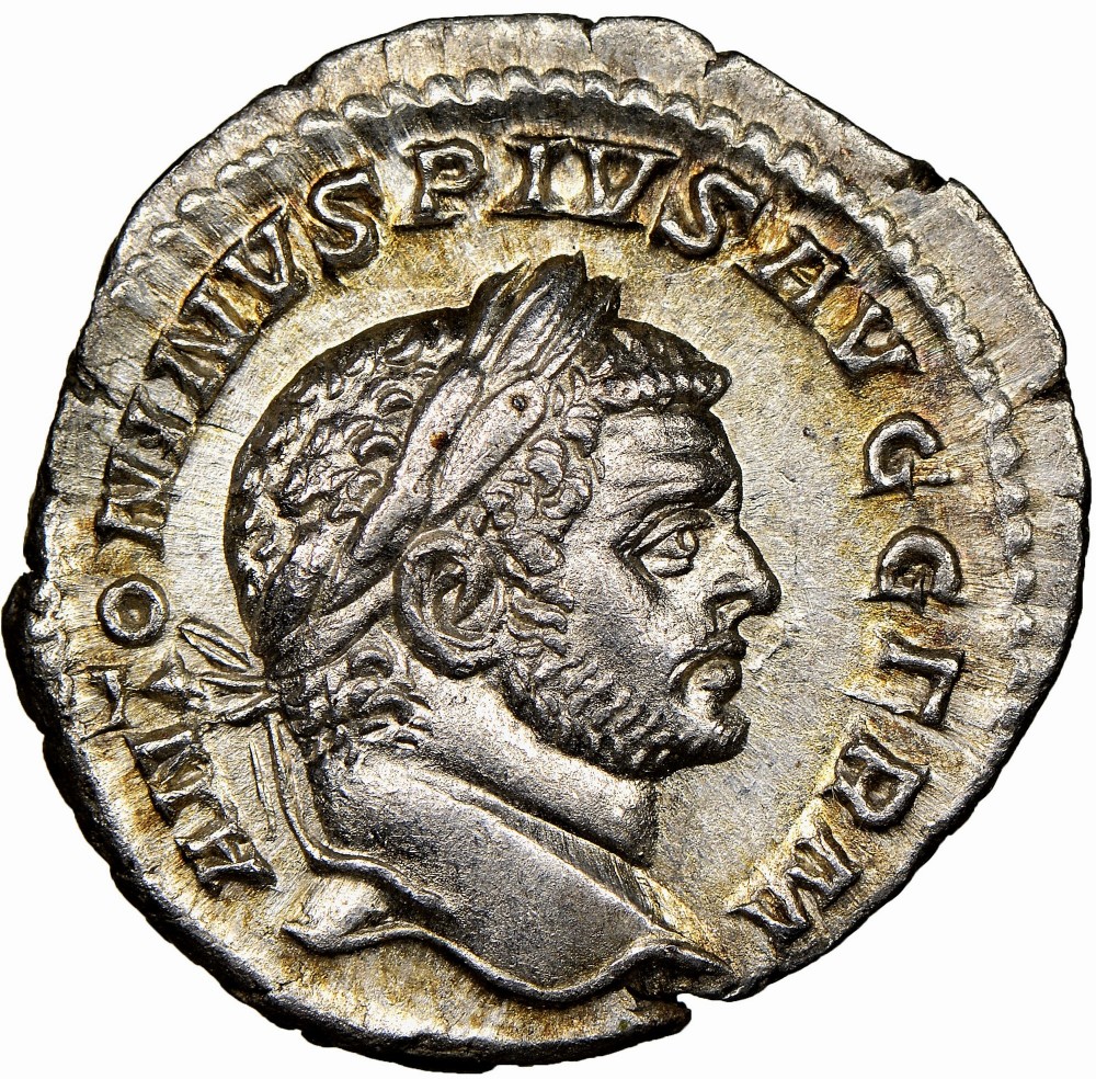 Ancient Roman Empire Caracalla (AD 198-217) Silver Denarius Coin NGC CERTIFIED MINT STATE