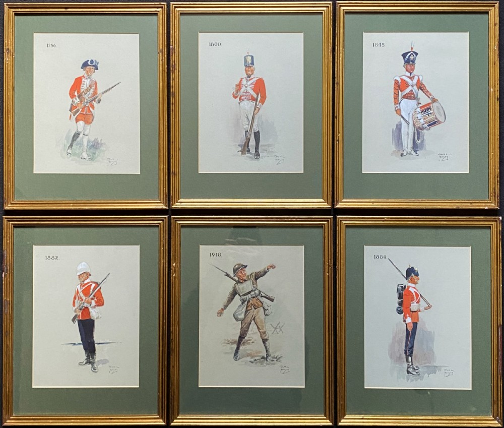 Superb Set of 6 Original Militaria Army Officer Portrait Watercolour Paintings View IX