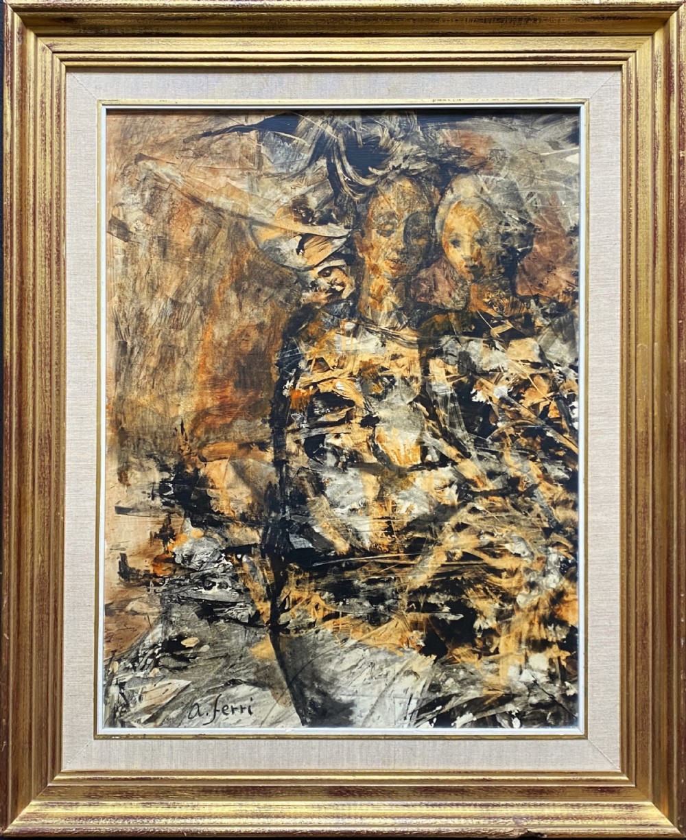 Antonio Ferri (Spanish b. 1938) Superb Large Acrylic Abstract Portrait Painting
