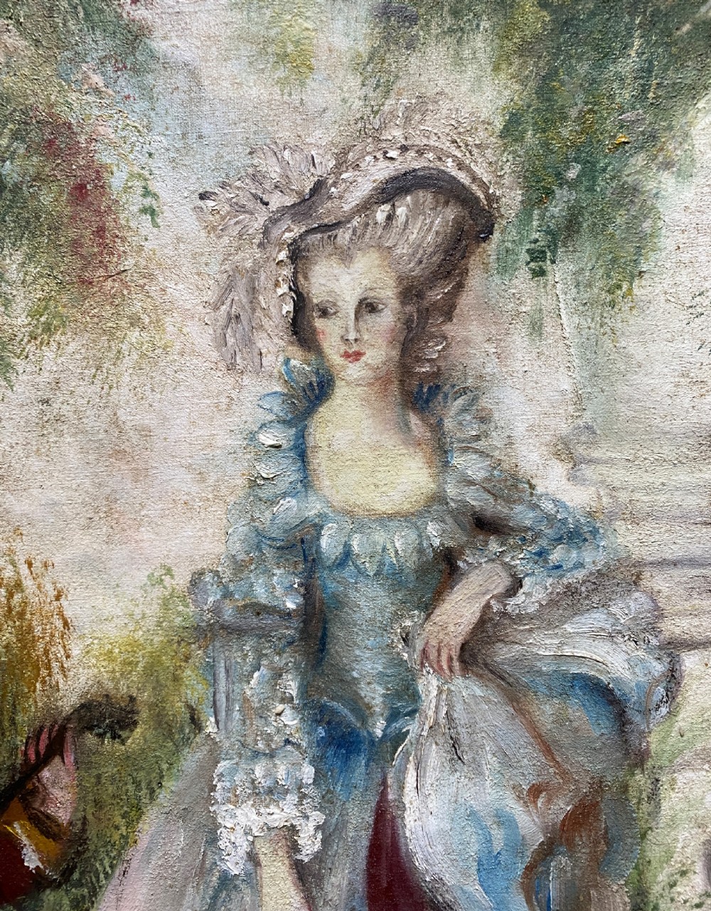 19th-Century Canadian School Oval Oil Portrait Painting Of a Serenading Musician View VI