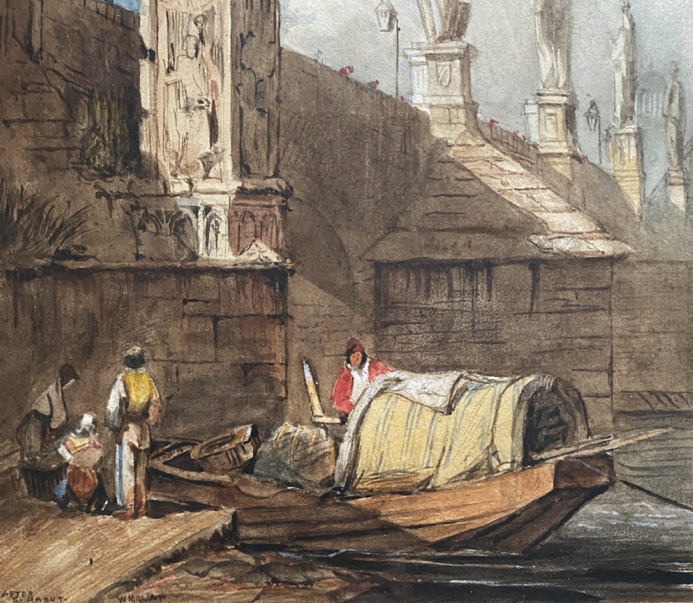 After Samuel Prout OWS (1783–1852) The Town Square, Prague Original Watercolour View IV