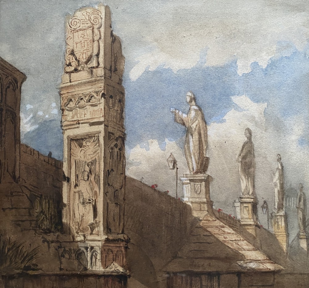 After Samuel Prout OWS (1783–1852) The Town Square, Prague Original Watercolour View VI
