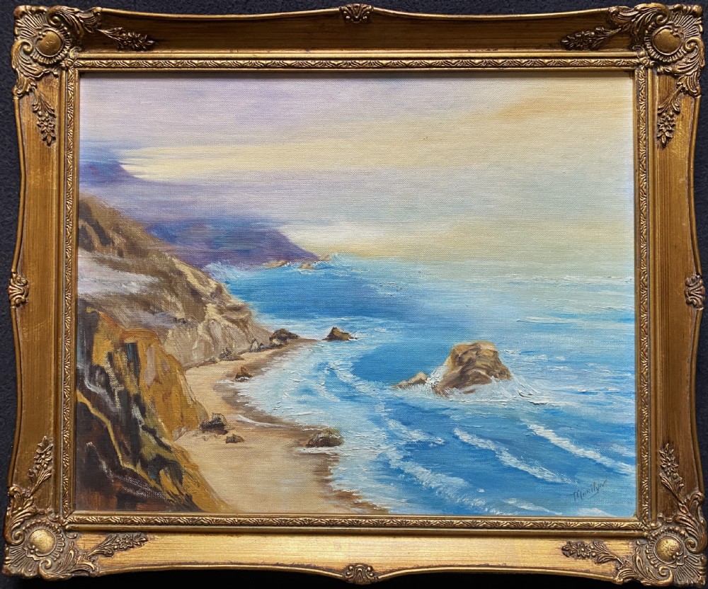 Cornish Sea Mist - Original Mid-Century Vintage Coastal Seascape Oil Painting