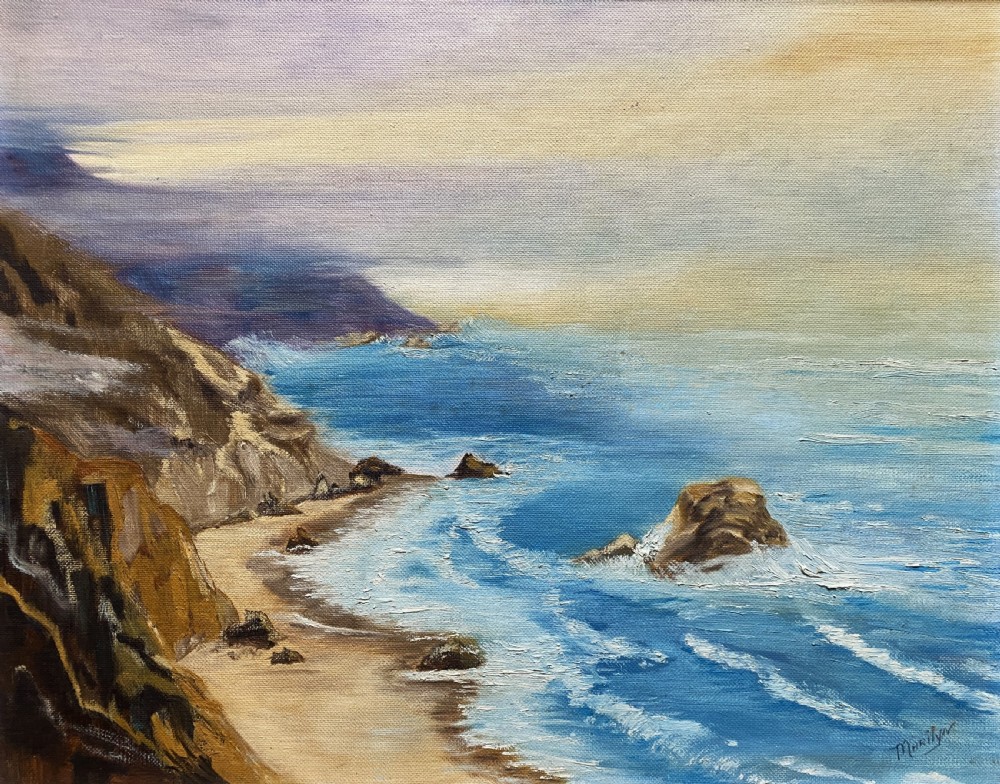 Cornish Sea Mist - Original Mid-Century Vintage Coastal Seascape Oil Painting View II