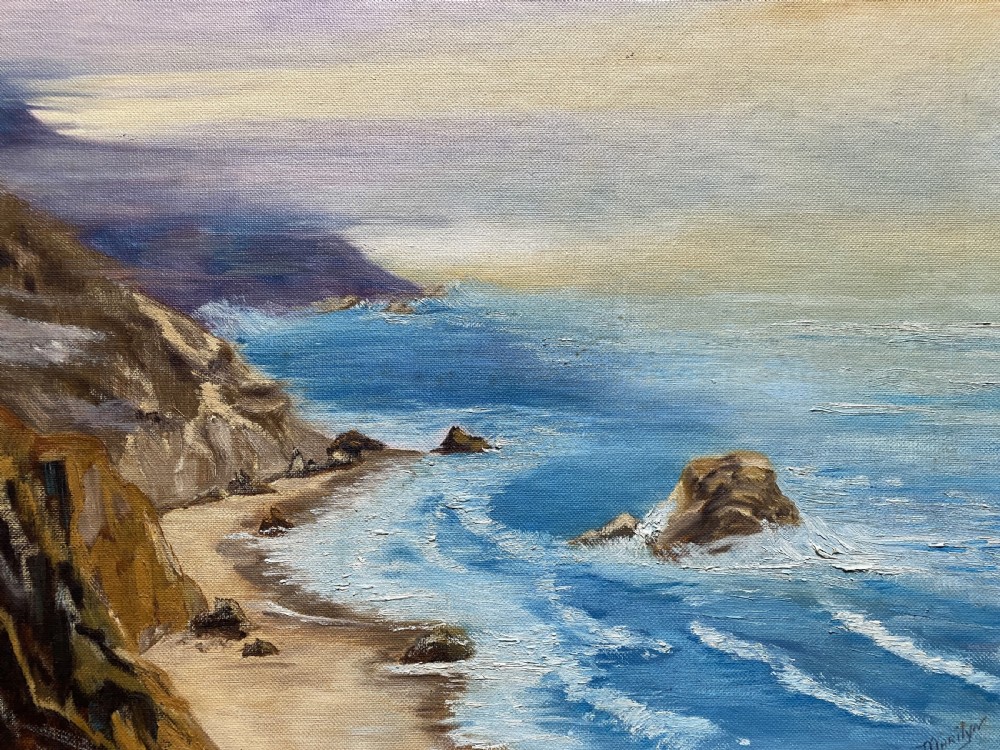 Cornish Sea Mist - Original Mid-Century Vintage Coastal Seascape Oil Painting View III