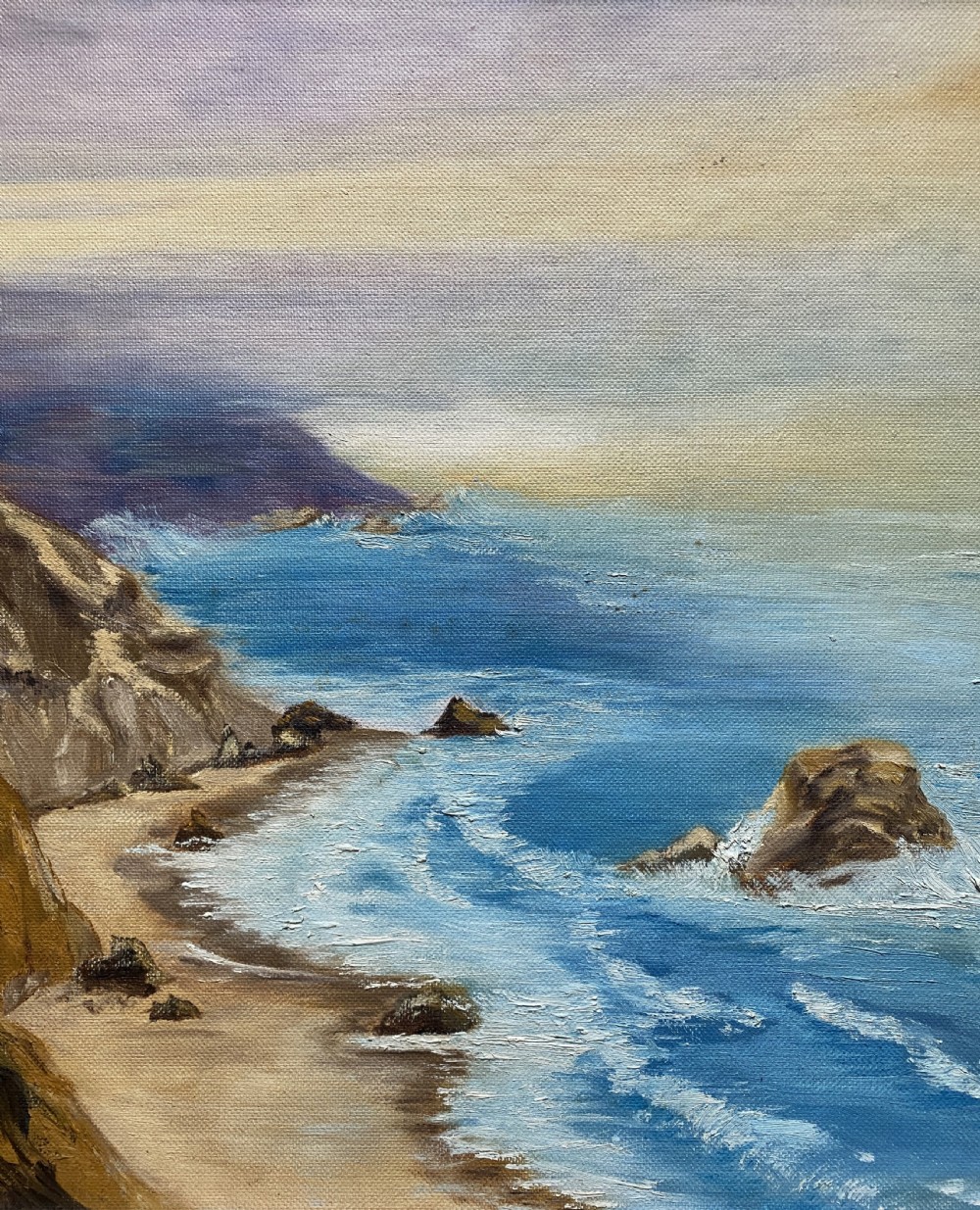Cornish Sea Mist - Original Mid-Century Vintage Coastal Seascape Oil Painting View VI