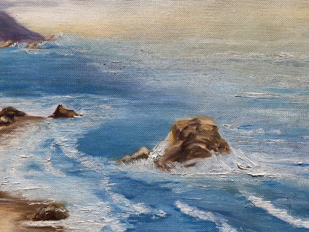 Cornish Sea Mist - Original Mid-Century Vintage Coastal Seascape Oil Painting View VII