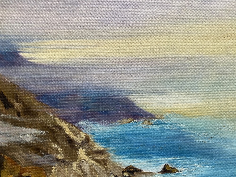 Cornish Sea Mist - Original Mid-Century Vintage Coastal Seascape Oil Painting View VIII