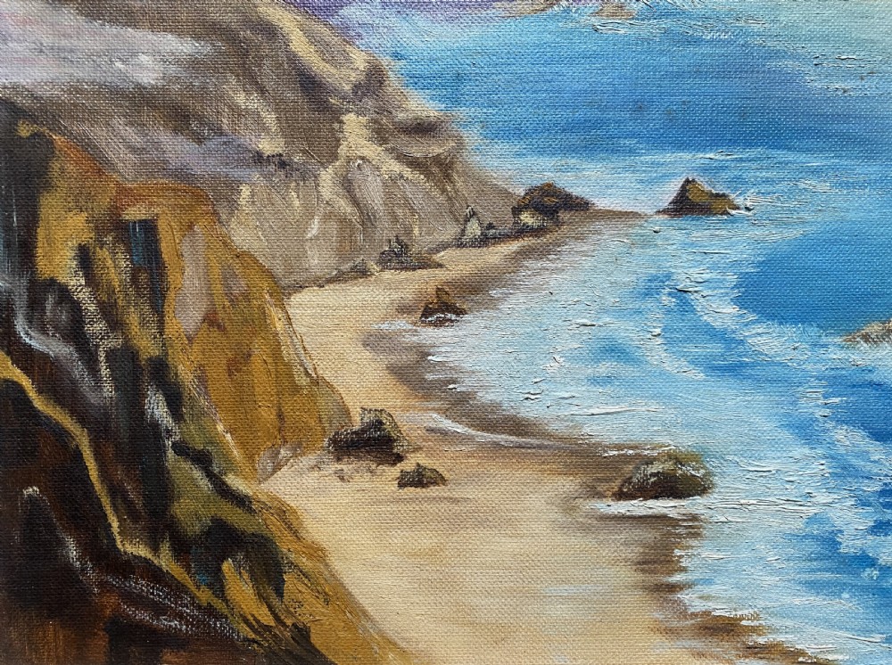Cornish Sea Mist - Original Mid-Century Vintage Coastal Seascape Oil Painting View IX