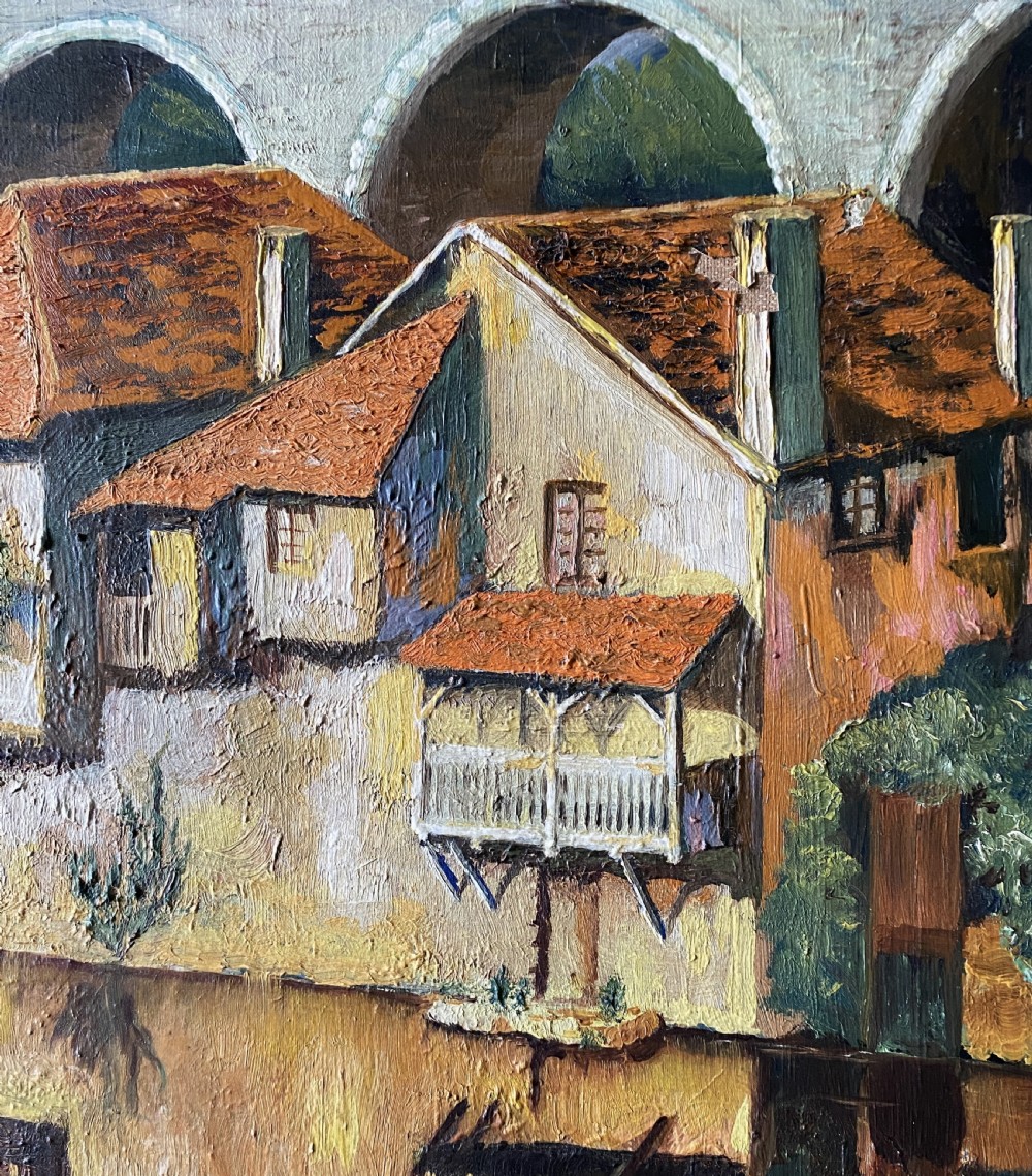 A 19th/20th Century Vibrant Riverscape With Water Reflections Oil Painting View V