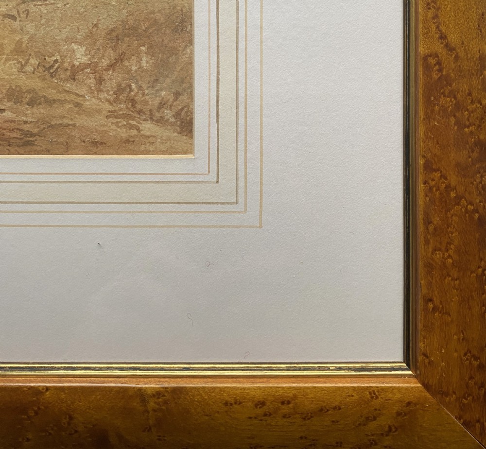 Beautiful Early 20th-Century Burr Framed Watercolour Painting of Cattle (2 of 2) View VII