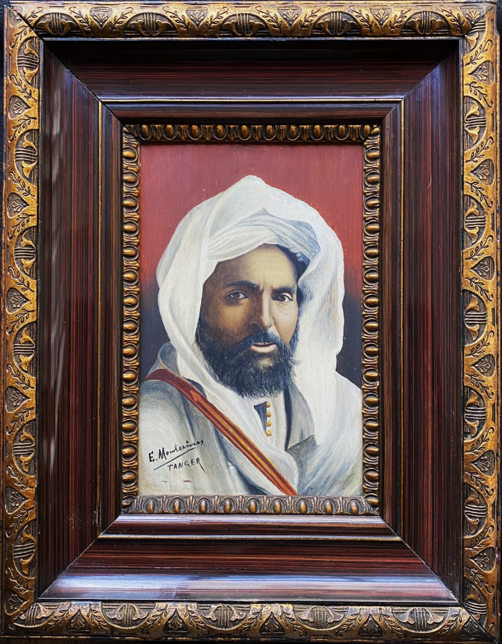 FINE LATE 19thc SIGNED OIL ON PANEL PORTRAIT PAINTING OF A HANDSOME ARABIC GENT