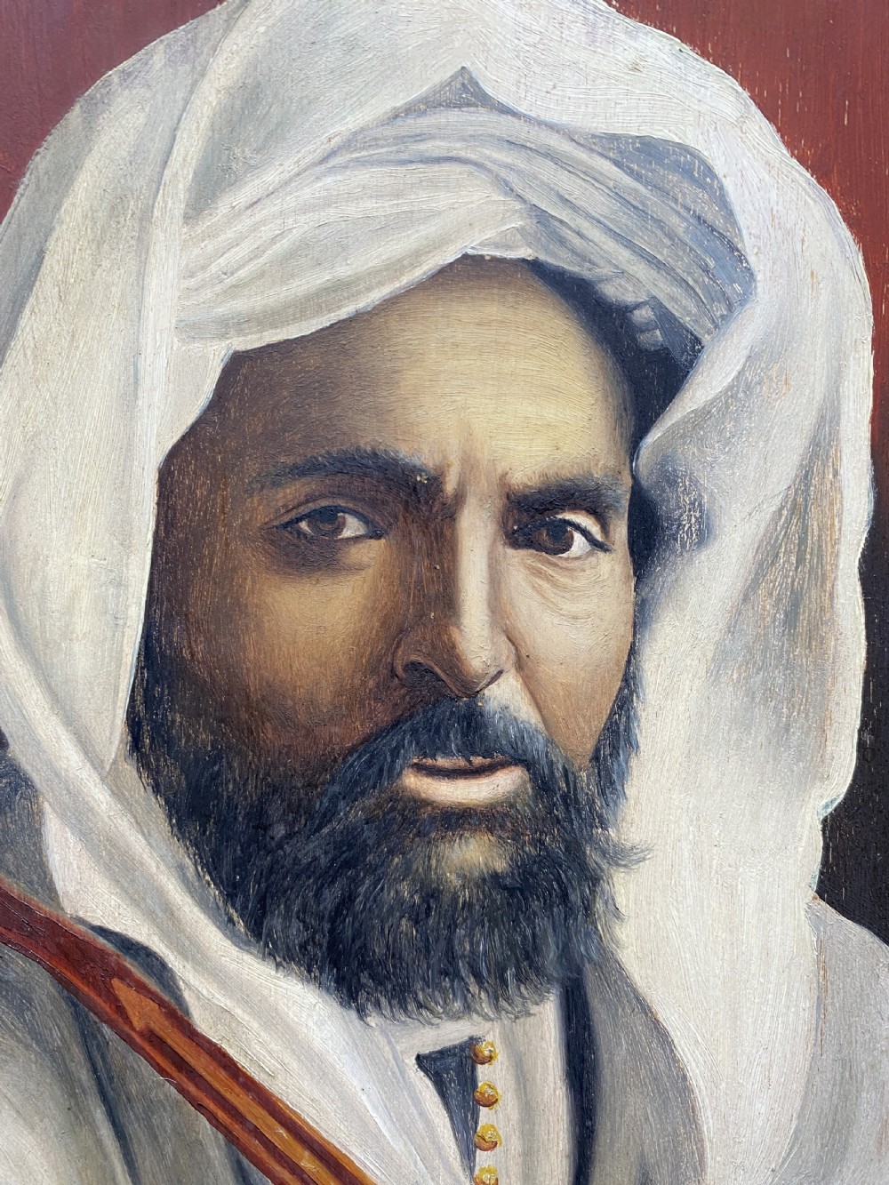 FINE LATE 19thc SIGNED OIL ON PANEL PORTRAIT PAINTING OF A HANDSOME ARABIC GENT View VII